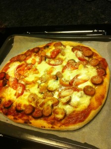Pizza med chorizo